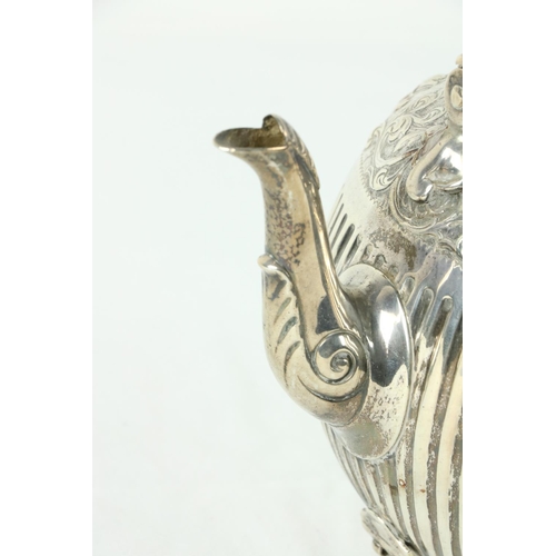 204 - A Victorian silver half fluted Tea Kettle, of bulbous form with ivory handle and finial chased with ... 