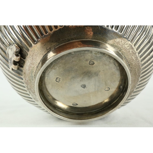 204 - A Victorian silver half fluted Tea Kettle, of bulbous form with ivory handle and finial chased with ... 