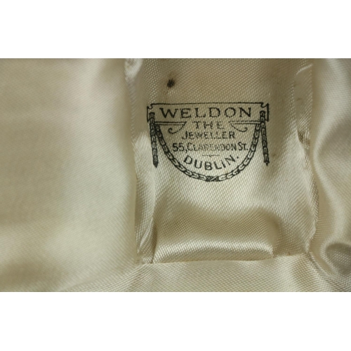 209 - A Victorian silver Set, knife, fork, spoon and napkin, London c. 1858, in original case with label o... 