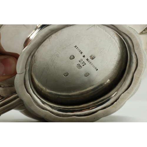 213 - A fine quality and attractive William IV English silver three piece Tea Service, by Paul Storr, Lond... 