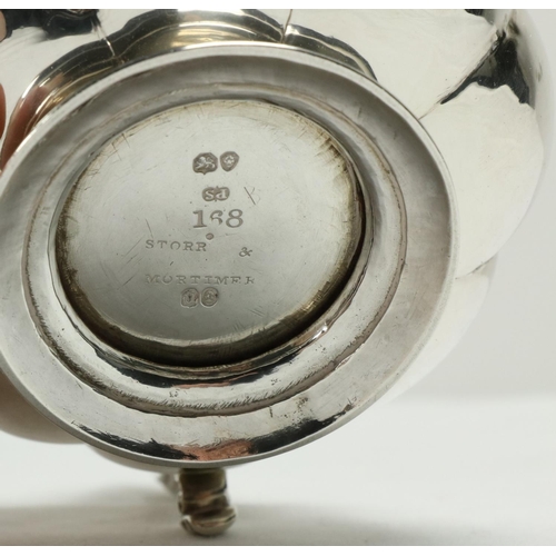 213 - A fine quality and attractive William IV English silver three piece Tea Service, by Paul Storr, Lond... 