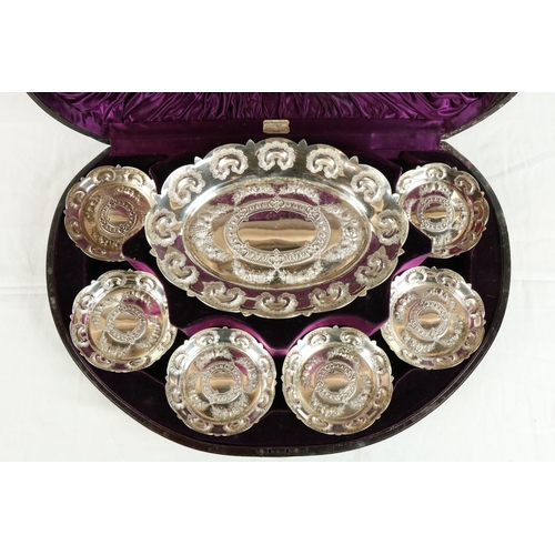 217 - A very unusual cased and silver plated Grape Service, by William Gibson, Belfast, with fruit and flo... 