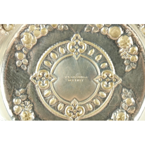 217 - A very unusual cased and silver plated Grape Service, by William Gibson, Belfast, with fruit and flo... 