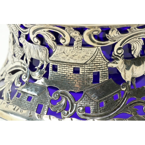 219 - A good Irish silver Dish Ring, by West & Son, Dublin 1916, chased and pierced, and with etched d... 