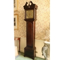 A fine quality Irish Georgian mahogany cased Grandfather Clock, the swan neck pediment with rosettes... 