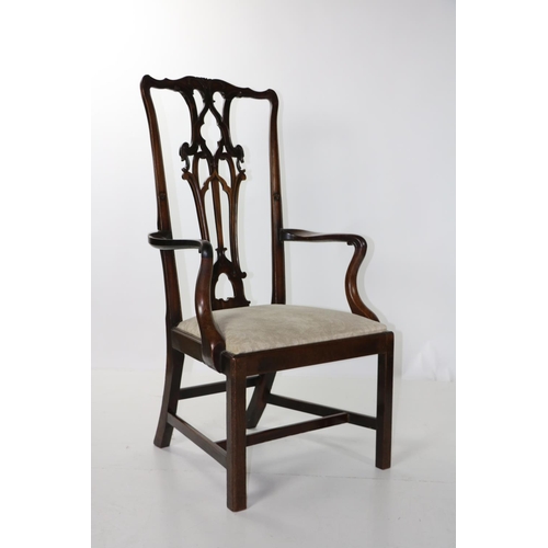 416 - A fine quality and early George III carved mahogany Master or high back Open Armchair, decorated in ... 