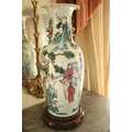 A pair of attractive large 19th Century Cantonese Famille Verte Vases, each decorated with figures, ... 