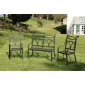 A suite of attractive Victorian Gothic style Garden Seat Furniture, comprising a two seater bench, a... 