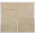 World War II Nazi Leaders. Signatures of Doenitz, Raeder, Speer and Von Neurath. On four identical s... 