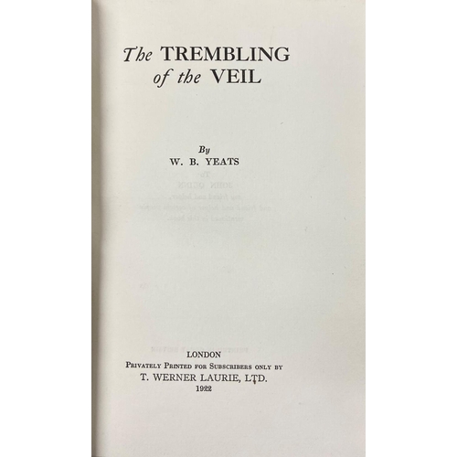 54 - Signed by the Author  Yeats (W.B.) The Trembling of the Veil, roy 8vo L. 1922. Lim. Edn. No. 769 of ... 