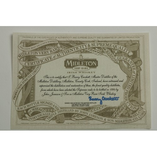 154A - A cased Midelton very rare Irish Whiskey, No. 10009, signed Barry Crockett, 1994, in original wooden... 