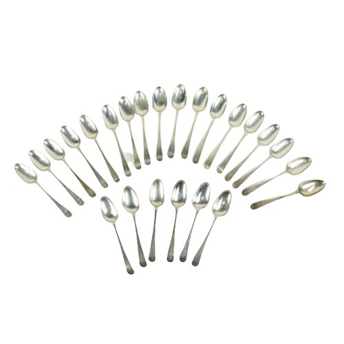 224c - A set of 24 silver Hanoverian pattern Soup Spoons, London 1756-76, john Lautier (?), 48.5 ozs. (24)... 
