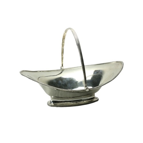 190 - A good English George III bright cut silver Fruit Basket, with swing handle and oval base, by Hester... 