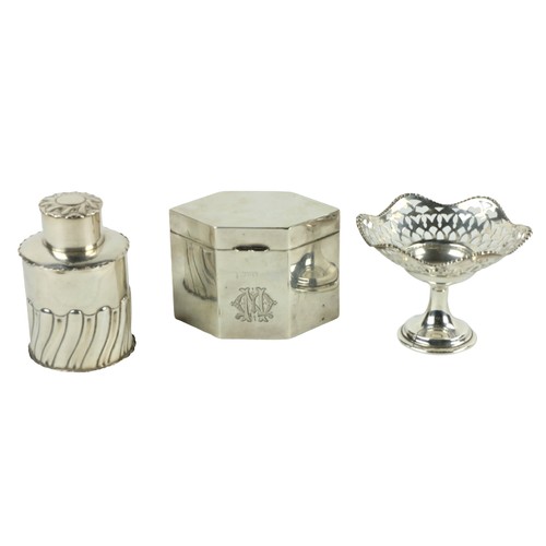 194 - A small cylindrical gadroon moulded silver Tea Caddy, Birmingham 1897, 65 grams, together with anoth... 