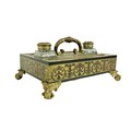 A late 18th Century French Boulle Desk Stand, of rectangular form with leaf cast handle, with two sq... 