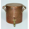 A very good large heavy 19th Century copper Hot Water Pot, with matching lid, both engraved with arm... 