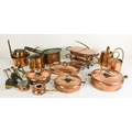 Copperware: Three Georg Jensen Design heavy copper Cooking Pots and cover, a small copper Fish Kettl... 