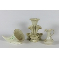 A Third Period Belleek (1926/46) Shell Centrepiece, with four vases and three shell sweet meat bowls... 