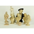 A group of varied small Chalk or Plaster Busts of Musicians mostly, Beethoven, Handel, Chopin, etc.,... 