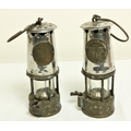 A pair of heavy 19th Century brass and chrome carbide Miners Safety Lamps. (2)