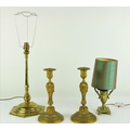 A pair of attractive gilt metal Candlesticks, 28cms (11