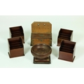 A set of 4 small matching Edwardian mahogany Stationary Racks, a 19th Century square rosewood Pot St... 