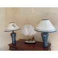 A pair of baluster shaped stoneware Table Lamps, with matching shades and another unusual Table Lamp... 