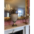 A large heavy Neo-Classical style marble and brass mounted Urn and Cover, with pineapple finial and ... 