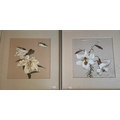 Modern Irish School Two Still Life Flower Paintings on silk, 12'' (30cms) square. (2)... 