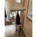 A modern circular marble top Lamp Table, a large stoneware modern Table Lamp 37'' (94cms) and a pair... 