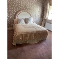 A modern 5' Bed Complete, with two tone padded headboard, duvet, bedspread, linen and pillows, 5'. (... 