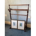 A Victorian style beech five rail Towel Stand, with cruciform ends and spiral reeded supports, 29'' ... 