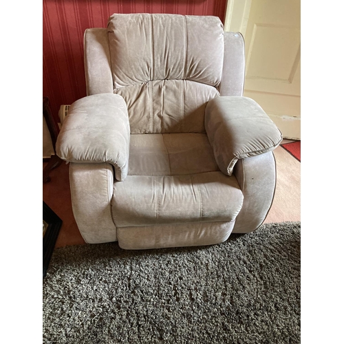 638 - A large leather upholstered deep button and studded Pouffe, on turned legs, together with a two seat... 