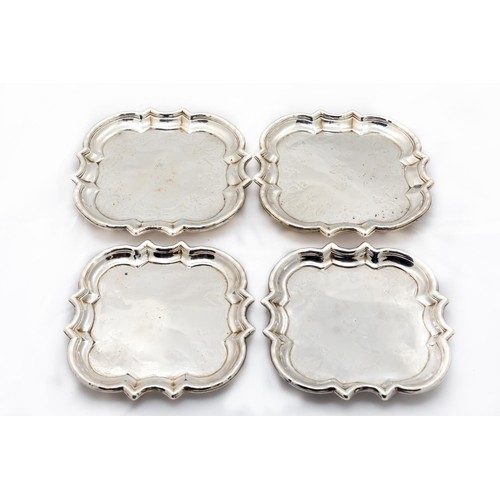 733 - A set of 4 George I Irish silver Card Trays, by John Hamilton, Dublin 1727, each of square serpentin... 