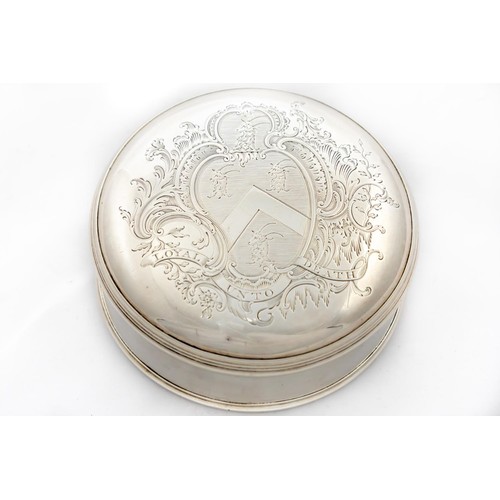 742 - A rare Irish silver and silver gilt Freedom Box, of circular form with removable convex cover, engra... 
