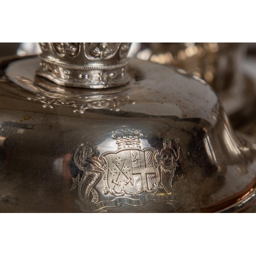 749 - An important set of early 19th Century Sheffield silver plated and crested Serving Service, comprisi... 