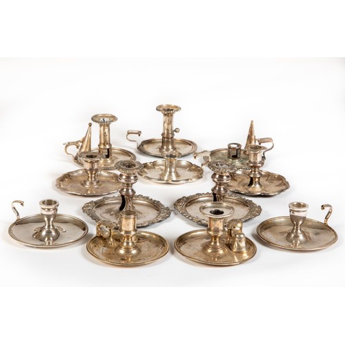 752 - Four pairs of silver plated Chamber Candlesticks, and four others (as is) (12)