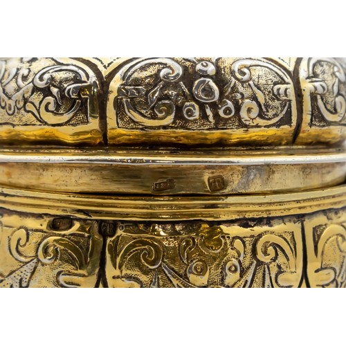 784 - A rare German silver gilt Tankard, engraved, probably Augsburg, early 17th Century, control mark 12.... 