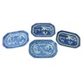Two pairs of Xiangshi blue and white porcelain Platters, each of rectangular form with canted corner... 