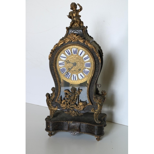 332 - A quality 19th Century French boulle Mantle Clock on stand, by Cronie of Paris, the attractive ... 