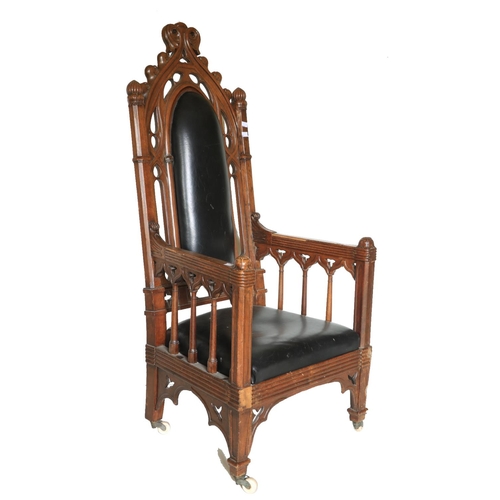 339 - An important 19th Century period Gothic style oak Library Armchair, in the manner of Augustus Welby ... 