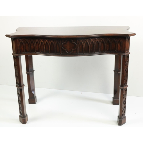 407 - An attractive pair of mahogany Side Tables, attributed to Hicks of Dublin, in the Gothic manner, the... 