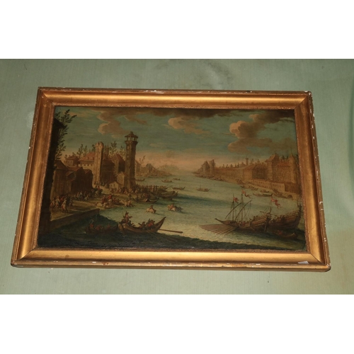 451 - Gherardo Poli, (Pisa 1676 - 1739) A pair of Venetian Scenes with crowded square, gondolas, men on ho... 