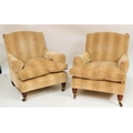 A pair of 19th Century Irish Easy Armchairs, early Victorian by Strathan, Dublin, numbered 1st: 1055... 