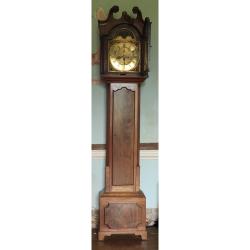 551 - An Irish George III period mahogany Longcase Clock, the brass dial with Roman and Arabic numerals, t... 