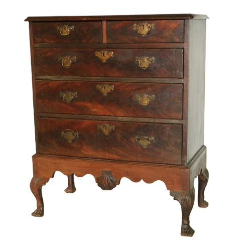 301 - A fine quality early Irish Georgian mahogany Chest on Stand, the moulded top over two short and thre... 