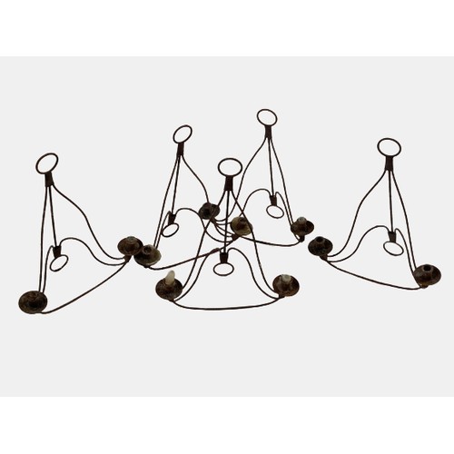 619 - A set of five - two branch 19th Century wrought iron Wall Candle Sconces, each approx. 18