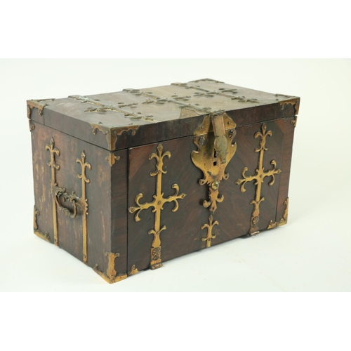 831 - A rare late 17th Century / early 18th Century Coffee - Fort (Strong Box), with elaborate brass strap... 