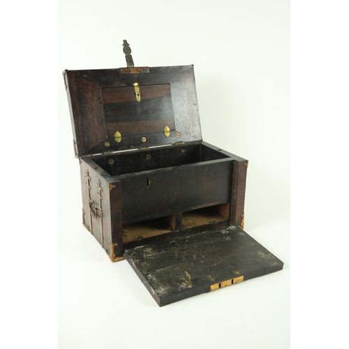 831 - A rare late 17th Century / early 18th Century Coffee - Fort (Strong Box), with elaborate brass strap... 