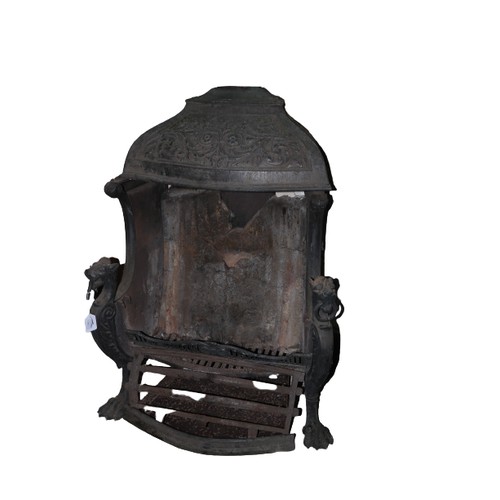 617 - A 19th Century cast iron and brass mounted Fire Grate, with chased dome top with steel bottom and bo... 